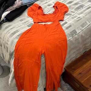 Women's Orange Wide leg set